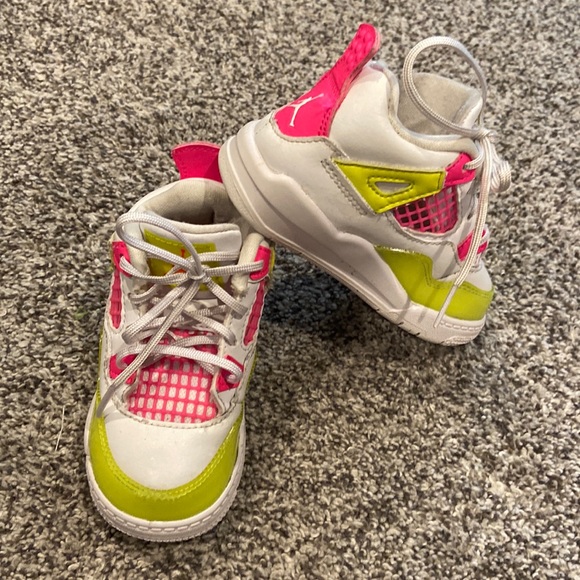 Little kids Jordans size 6C white with neon, pink and neon yellow. Super cute. - Picture 1 of 14